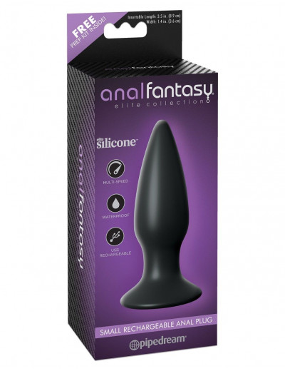 Чёрная малая анальная вибропробка Small Rechargeable Anal Plug - 10,9 см.