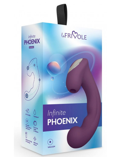 Фиолетовый вибратор Phoenix с вакуумной стимуляцией клитора - 18 см.