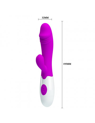 Лиловый вибратор Snappy с клиторальным отростком - 19,5 см.