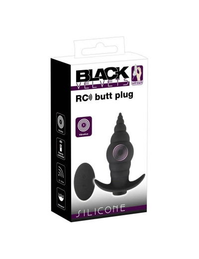 Черная анальная вибропробка RC Butt Plug - 9,6 см.