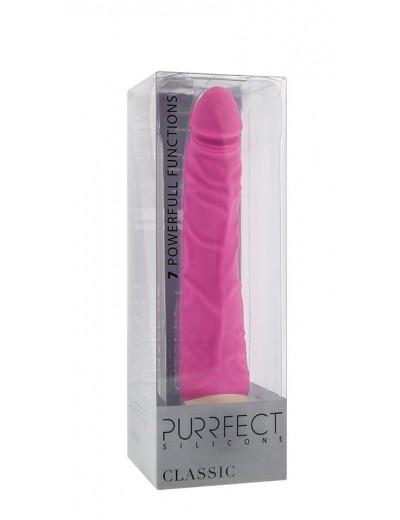 Розовый вибратор-реалистик с венками PURRFECT SILICONE CLASSIC 7.1INCH PINK  - 18 см.