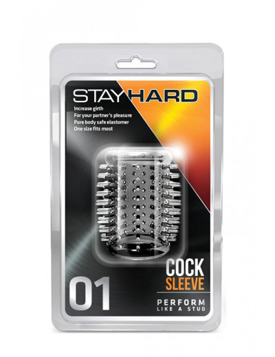 Прозрачная насадка с шипами STAY HARD COCK SLEEVE 01 CLEAR