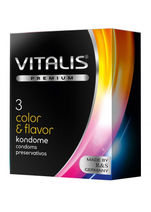 Цветные ароматизированные презервативы VITALIS PREMIUM color   flavor - 3 шт.