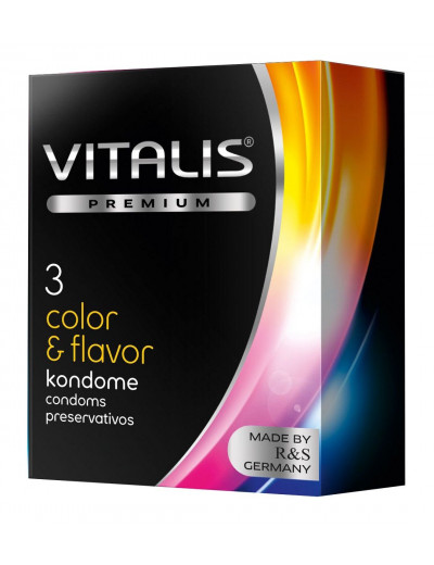 Цветные ароматизированные презервативы VITALIS PREMIUM color   flavor - 3 шт.