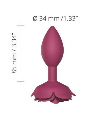 Сливовая анальная пробка с ограничителем-розой Open Rose Size M Butt Plug