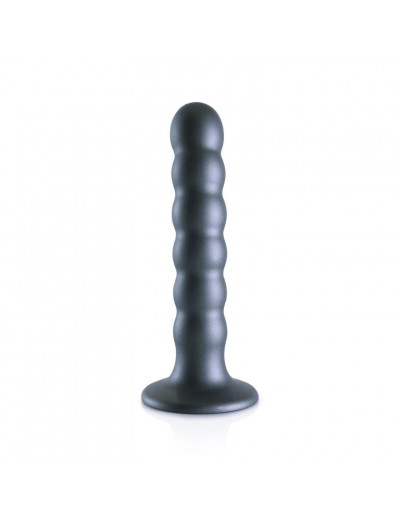 Серый фаллоимитатор Beaded G-Spot - 13,8 см.