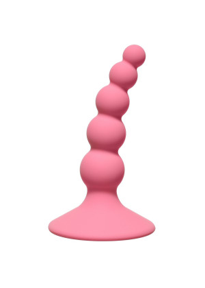 Розовая анальная пробка Ribbed Plug Pink - 10,5 см.