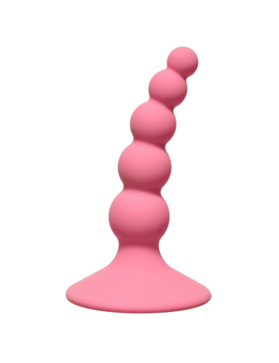 Розовая анальная пробка Ribbed Plug Pink - 10,5 см.