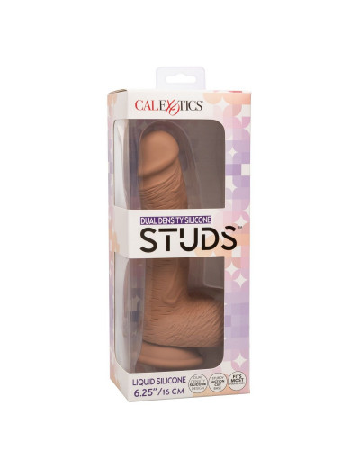 Коричневый фаллоимитатор Dual Density Silicone Studs - 21,5 см.