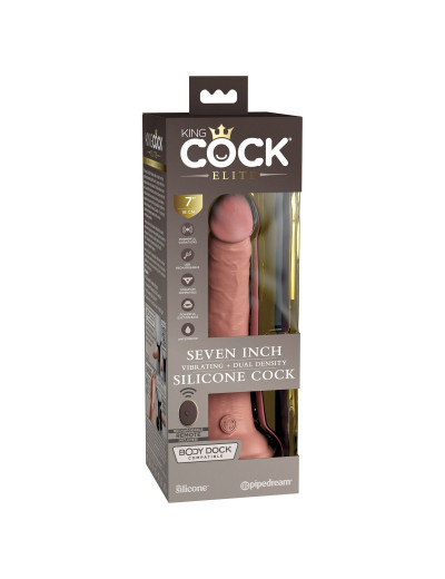 Телесный вибратор 7  Vibrating Silicone Dual Density Cock with Remote с пультом ДУ - 21 см.