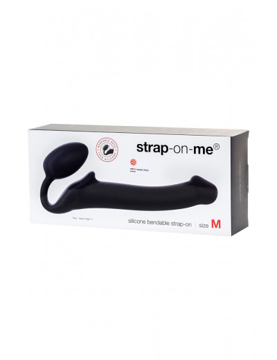 Черный безремневой страпон Silicone Bendable Strap-On - size M