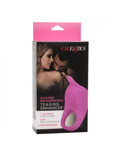 Ярко-розовое эрекционное виброкольцо Silicone Rechargeable Teasing Enhancer