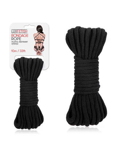 Черная хлопковая веревка для связывания Bondage Rope - 10 м.