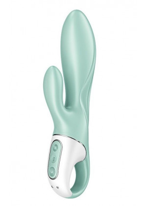 Зеленый вибратор-кролик Satisfyer Air Pump Bunny 5+ с функцией расширения - 20,4 см.