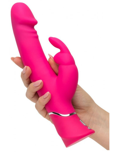 Розовый вибратор-кролик Realistic Dual Density Rechargeable Rabbit Vibrator - 25,5 см.