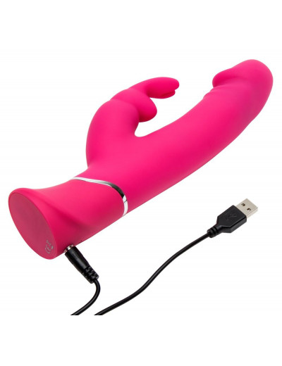 Розовый вибратор-кролик Realistic Dual Density Rechargeable Rabbit Vibrator - 25,5 см.