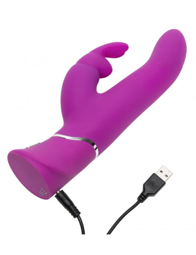 Лиловый вибратор Curve Thrusting Rechargeable Rabbit Vibrator - 24,1 см.