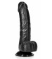 Черный фаллоимитатор Curved Realistic Dildo Balls Suction Cup 6 - 15,5 см.