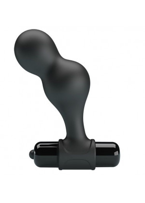 Черная анальная пробка с вибрацией Silicone Vibrating Anal Plug - 10 см.