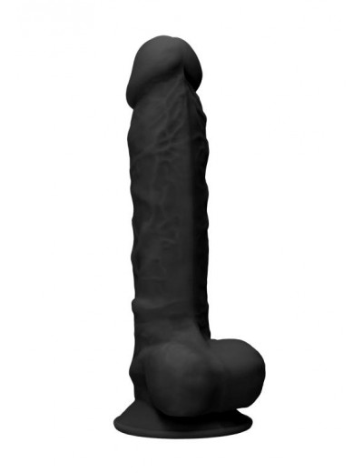 Черный фаллоимитатор Realistic Cock With Scrotum - 22,8 см.