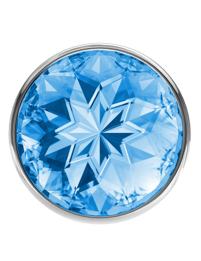 Малая серебристая анальная пробка Diamond Light blue Sparkle Small с голубым кристаллом - 7 см.