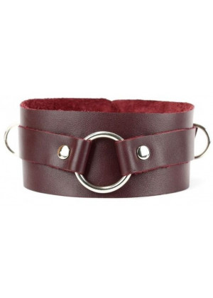 Бордовый широкий ошейник с кольцом Maroon Collar