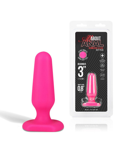 Розовый анальный плаг из силикона Seamless Silicone Butt Plug - 7,5 см.