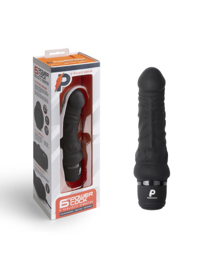 Черный вибратор-реалистик 6  Realistic Vibrator - 17 см.