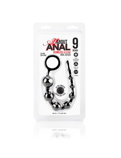 Черные силиконовые анальные бусы Silicone Anal Beads - 30 см.