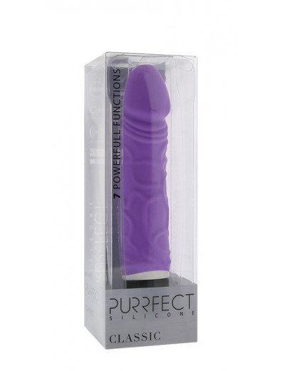 Фиолетовый вибратор-реалистик PURRFECT SILICONE CLASSIC 6.5INCH - 16,5 см.