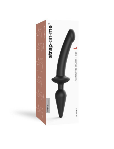 Черный двусторонний фаллоимитатор Strap-On-Me Dildo Plug-In Switch size S