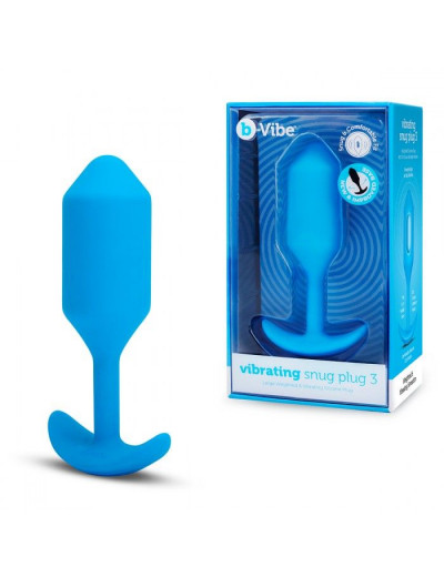 Голубая вибропробка для ношения B-vibe Snug Plug 3 - 12,4 см.