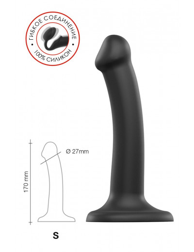 Черный фаллос на присоске Silicone Bendable Dildo S - 17 см.