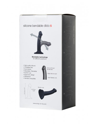 Черный фаллос на присоске Silicone Bendable Dildo S - 17 см.