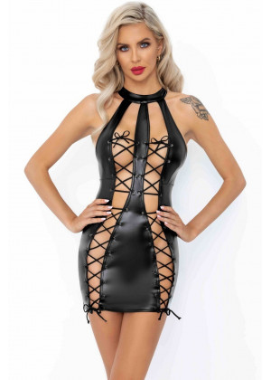 Сексуальное мини-платье с двойной шнуровкой Powerwetlook dress with double lace-up front