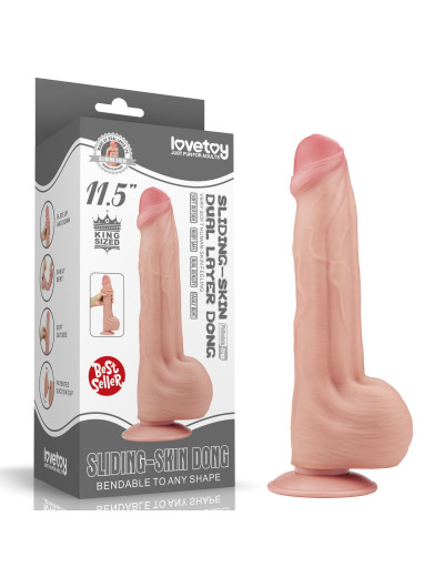 Телесный фаллоимитатор 11.5 King Sized Sliding Skin Dual Layer Dong - 29 см.