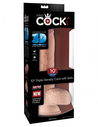 Телесный фаллоимитатор на присоске 10  Triple Density Cock with Balls - 26,7 см.