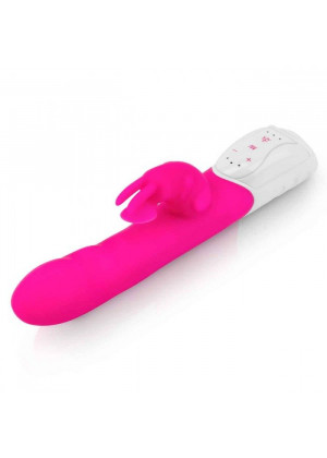 Розовый вибромассажер с клиторальной стимуляцией Clitoral Suction Rabbit - 24,5 см.