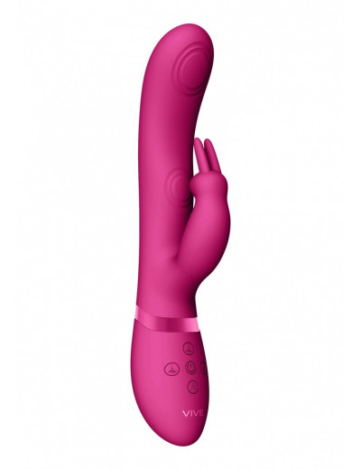 Розовый вибромассажер May Pulse-Wave   C-spot   G-Spot Rabbit - 22 см.