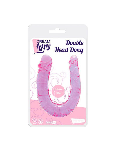 Фиолетовый двойной фаллоимитатор DOUBLE HEAD DONG - 30 см.