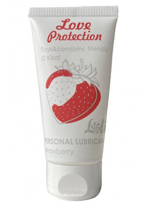 Лубрикант на водной основе с ароматом клубники Love Protection Strawberry - 50 мл.