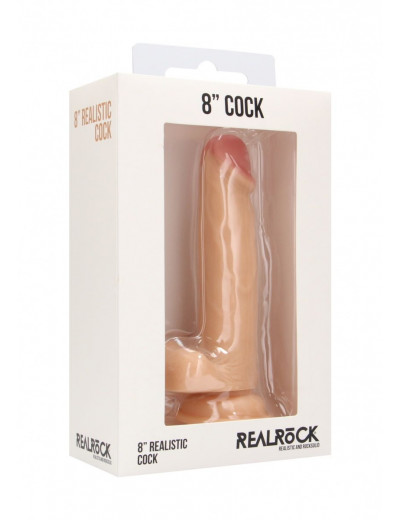 Телесный фаллоимитатор Realistic Cock 8  With Scrotum - 20 см.