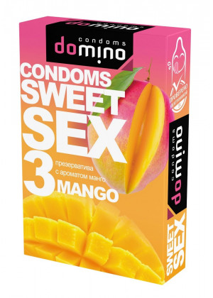 Презервативы для орального секса DOMINO Sweet Sex с ароматом манго - 3 шт.