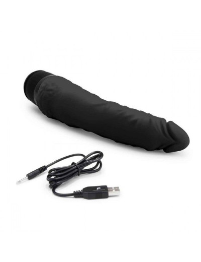 Черный вибратор-реалистик 7  Realistic Vibrator - 20 см.