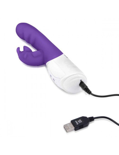 Фиолетовый вибромассажер с клиторальной стимуляцией Clitoral Suction Rabbit - 24,5 см.