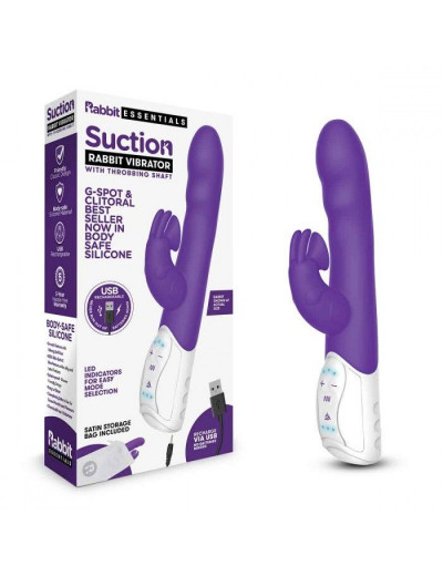 Фиолетовый вибромассажер с клиторальной стимуляцией Clitoral Suction Rabbit - 24,5 см.