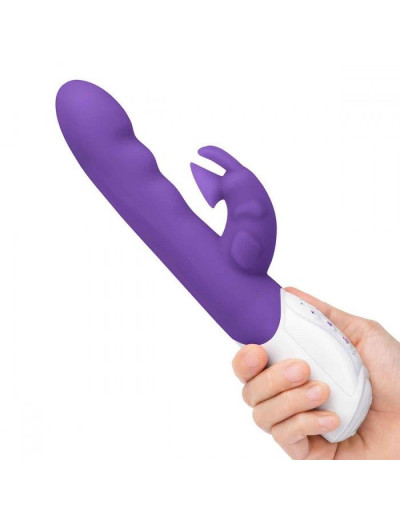 Фиолетовый вибромассажер с клиторальной стимуляцией Clitoral Suction Rabbit - 24,5 см.