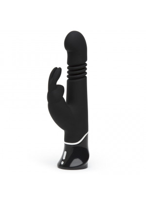 Черный хай-тек вибратор Greedy Girl Thrusting Rabbit Vibrator - 22,8 см.