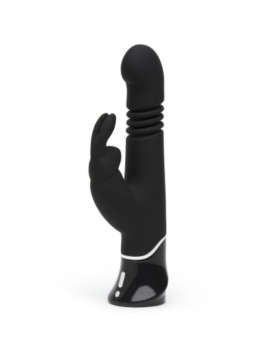 Черный хай-тек вибратор Greedy Girl Thrusting Rabbit Vibrator - 22,8 см.