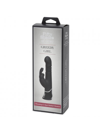 Черный хай-тек вибратор Greedy Girl Thrusting Rabbit Vibrator - 22,8 см.